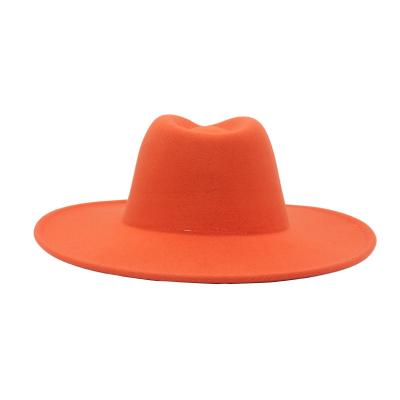 China Wholesale custom picture HAOJI wide brim felt hat colorful felt wool felt hat panama sombreros wide brim felt hat for woman for sale