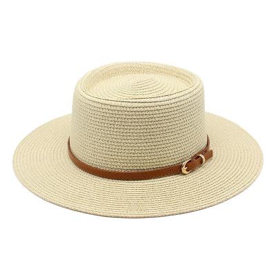 China HOJEE Picture Pattern Large Straw Hat KIA Belt Buckle Unisex Soft Weaving High Quality Western Paper Straw Hats for sale