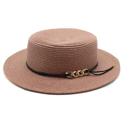 China Yiwu factory hot sale image HOJEE wide brim straw hat OEM/ODM accepted flat lay straw hat for adult for sale