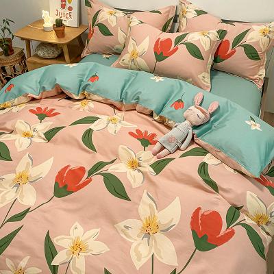 China High Quality Anti-Static Cotton Bedding Set 100% Cotton Floral Print Custom Comforter Sets Bedding King Size With Quality Zipper for sale