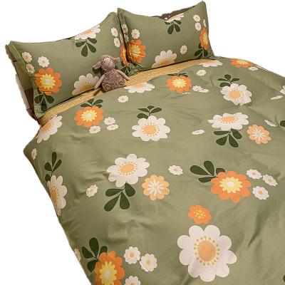 China Anti-Static High Quality Soft Floral Duvet Comforter Cover Set Light Weight 100% Cotton Bedding Set 4 Pieces for sale