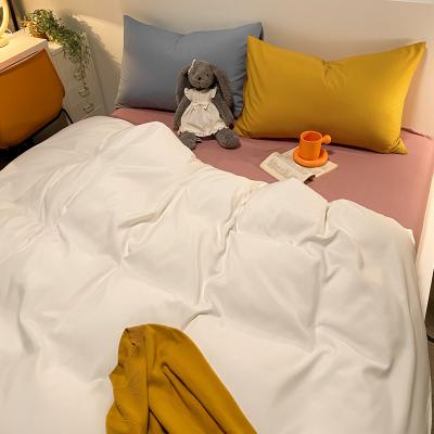 China Nondisposable Custom Color Bedding Set 100% Polyester Sheet Pillowcase Duvet Cover Sets 4 Pieces Solid Color for sale