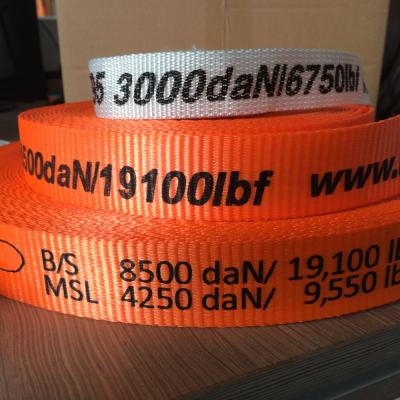 China High Tenacity 35~38mm Polyester 3000kg Webbing / Polyester Woven Strap for sale