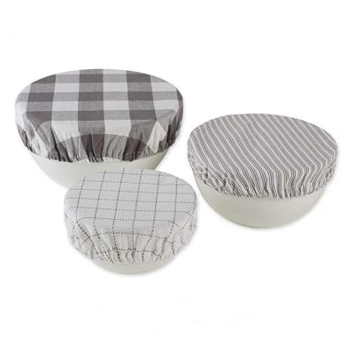 China Sustainable Eco-Friendly Cotton Washable Glass Bowl With Reusable Cover Elastic Fresh Keeping Bowl Cover for sale