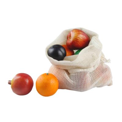 China 100% Reusable 100% Cotton Mesh Produce Bags Mesh Vegetable Bags Eco-friendly 36*40cm for sale