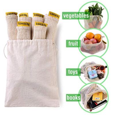 China Eco-Friendly 100% GOTS Certified Organic Cotton Muslin and Mesh String Vegetable Fruit Produce Bag for sale