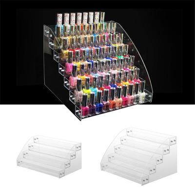 China Transparent Paperboard Multilayer Optional White/Gray Acrylic Nail Cosmetics Polish Display Stand Holder Manicure Tool Storage Organizer for sale