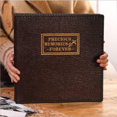 China paper & 12 Inch PU Cardboard Vintage Leather Handmade Photo Album Film Family Self Adhesive Diy Type Pulp Album for sale