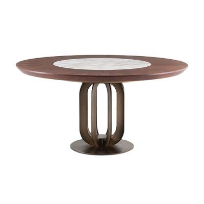 China (Other) Modern Dining Room Furniture Stainless Steel Adjustable Italian Luxury Low Dinner Table Round Ceramic Or Marble Top Dining Table Set for sale