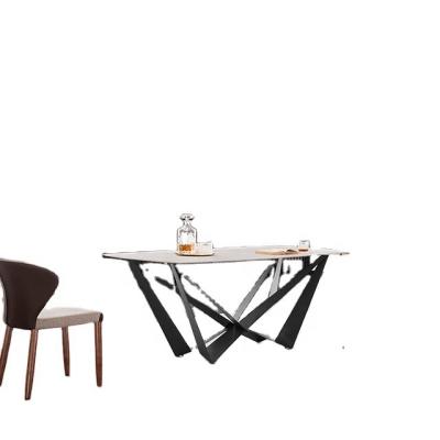 China Top Fashion Extendable Set Luxury Modern Dining Table And Chair Large Modern Wooden Base 8 Seater Stainless Steel Timer Chair for sale