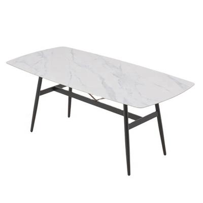 China Adjustable Modern Italian Home Furniture Dining(Other) Set Stainless Steel Long Leg Rectangle Stone Household Marble Top Dining Table for sale