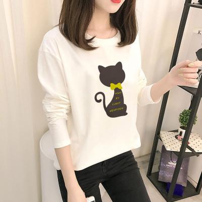 China Spring and autumn new women's student push-up top women's clothing crew neck t-shirt long sleeveTT-viable women's shirt for sale