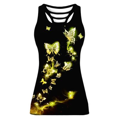 China Reversible Vest Women's Harajuku Plus Size Clothing Hollow Halter T-shirt Print Sleeveless Summer for sale