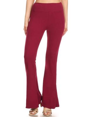 China Solid Color Breathable Women Hip-Rising Casual Pants Flared Work Casual Lounge Wide Leg Palazzo Pants for sale