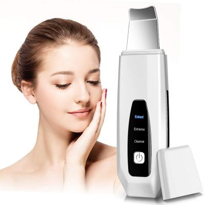 China New Design Spatula Pore Ultrasonic Rechargeable Face Cleaner Beauty Skin DEEP CLEANING Facial Scrubber With LCD Display for sale