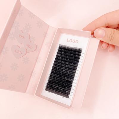 China Wholesale Price Natural J Since C D Double Density M L Korean Pbt Fiber Silk Eyelash Extension for sale