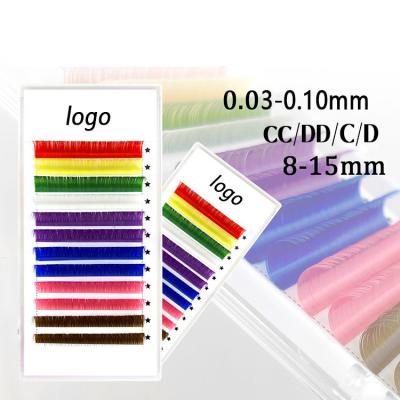 China Natural Mink Color Eyelashes Colorful Eyelash Extension False Lash Tray Colored Las Extension Supplies Colors for sale