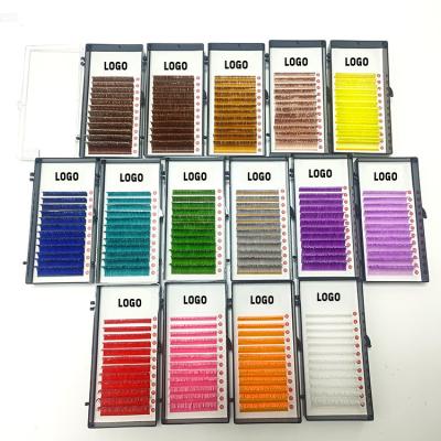 China Natural Glitter Eyelash Color Eyelashes Lace Black Yellow White Green Blue Bling Bling Eyelash Extensions for sale