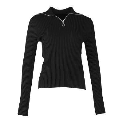 China Anti-Wrinkle Women's Turtle Neck Sweater Knitted High Neck Half Zipper Jumper Sweater for sale