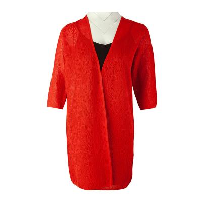 China 3/4 Sleeve Casual Anti-Shrink No Button Cardigan Old Ladies Modern Jacquard Knitted Cardigan Sweater for sale