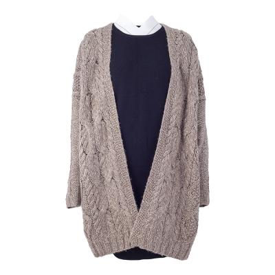 China Wholesale Women's Anti-Shrink Clothing Cable Knitted Chunky Thick Cardigan Sweater Coat for sale