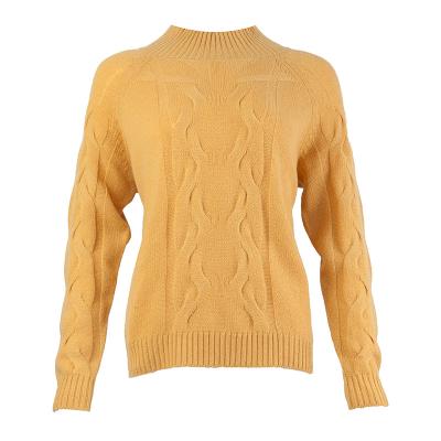 China New Design 100% Large Chunky Women Anti-Shrink Soft Cashmere Cable Knit Long Sleeve Pullover Sweater for sale