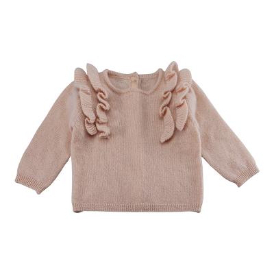 China Girls Stylish Ruffle Latest Kids Anti-pilling Cashmere Sweater Baby Sweater Knitting Set for sale