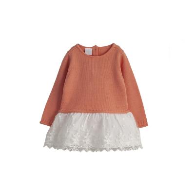 China New Arrival Kids Clothing Girl Wool Blend Children Sweater Anti-Shrink Dress With Lace for sale