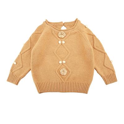 China 100% Cotton Girls Kid Pattern Pullover Argyle Sweater High Quality Long Sleeve Crewneck Anti Shrink for sale