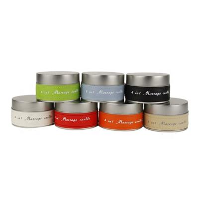 China High Quality Custom Birthdays Soy Wax Massage Candles Tin Set For Travel for sale