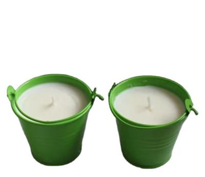 China Home Aromatherapy Mosquito Repellent Candle Iron Bucket Citronella Essence Wax Soy Decorating Essential Oil for sale