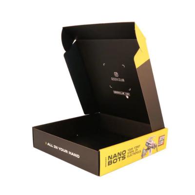 China Recyclable Custom Printed Luxury Black Corrugated Mailing Packaging Boxes Mailer Box Custom With Logo for sale