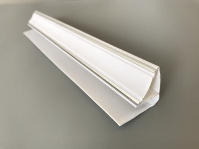 China Customized Length Pvc Angle Profile , White Plastic Angle Trim With Two Silver Lines for sale