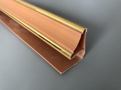 China 5.95m Length Brown PVC Extrusion Profiles With Golden Lines Top Corner Type for sale