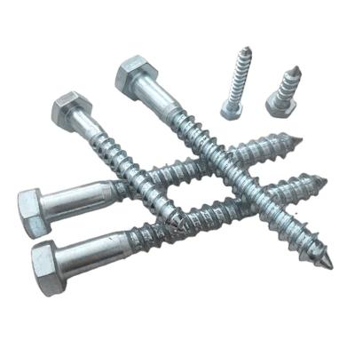 China HEX factory direct sales DIN571 External Hex Self Tapping Galvanized Wood Screws Hex Wood Bolts for sale