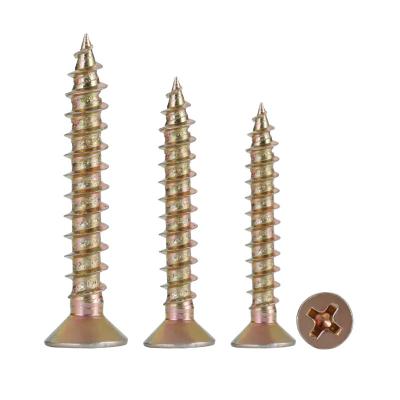 China Flat Galvanized Drywall Screw Chipboard Screws Countersunk Head Din7505 Harden MDF Furniture Chipboard Screw for sale