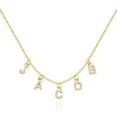 China FASHIONABLE Initial Necklace Diamond Name Necklaces Custom Made 925 Sterling Silver Personalized Tiny 26 Letter Necklace for sale