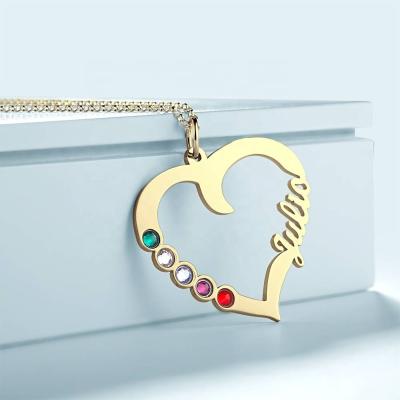 China TRENDY Heart Necklace Gold Filled Color Changing Dropshipping Simple Tiny Pendant Custom Birthstone Nameplate Necklace for sale