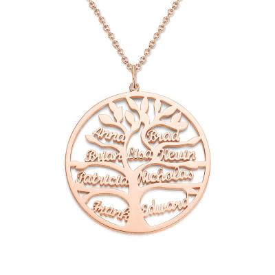 China FASHIONABLE Sterling Silver Jewelery Personalized Round Tree of Life Name Necklace Dropshipping Family 925 Necklaces for sale