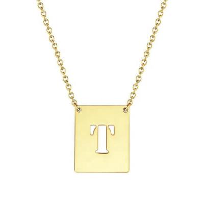 China FASHION Customized Gold Rectangle Necklace Letter Initial Engraving Pendant Necklace For Men for sale