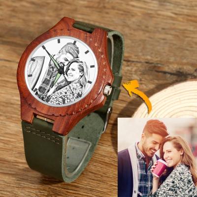 China Customized 48mm unisex wooden watches pair wood watch with leather strap, custom made wooden watch for man and woman for sale