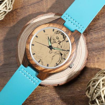 China Custom Made 36mm Personalized Photo Ladies Designer Bamboo Watches Customized Woman Photo Wood Watch for sale