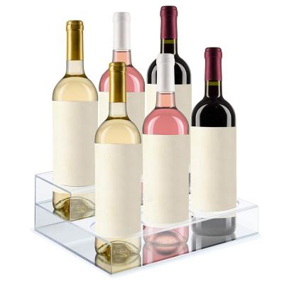 China With 2 Tier Acrylic Wine Display Riser Bar Liquor Bottle Countertop Display Stand 2 Tier for sale