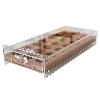 China Sustainable Wooden Storage Box With Lid Acrylic Tea Bag Holder Box Organizer for sale