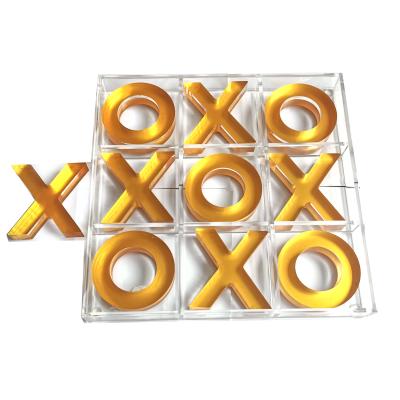 China Wholesale Luxury Good Gift Square Chessboard Gold X And ​​O Decorative Lucite Acrylic Chess Pieces Tac Toe Game Tac Toe Game for sale