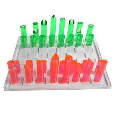 China Durable Luxury International Chess Set Lucite Acrylic Chess Pieces Custom Board Game for sale