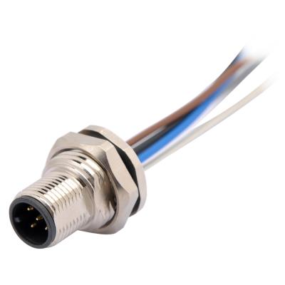 China Automotive male and female waterproof electrical pin M12 5 pin panel connector ip67 type welding with wire for sale