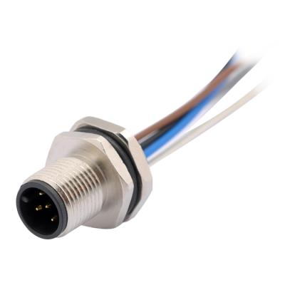 China IP67 M12 12pin Automotive Male Female Sensor Wiring PVC Solder Mount Back Panel Electrical Connector for sale