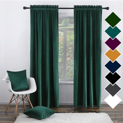 China Blackout Thermal Insulated Rod Pocket Window Drapes Solid Heavy For Living Room for sale