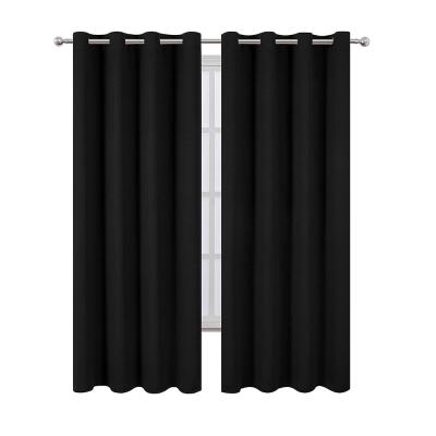 China Black 2 Panel Blackout Blackout Curtains Drapes Set/Heat Insulated Room Bedroom Darkening Drapes for sale